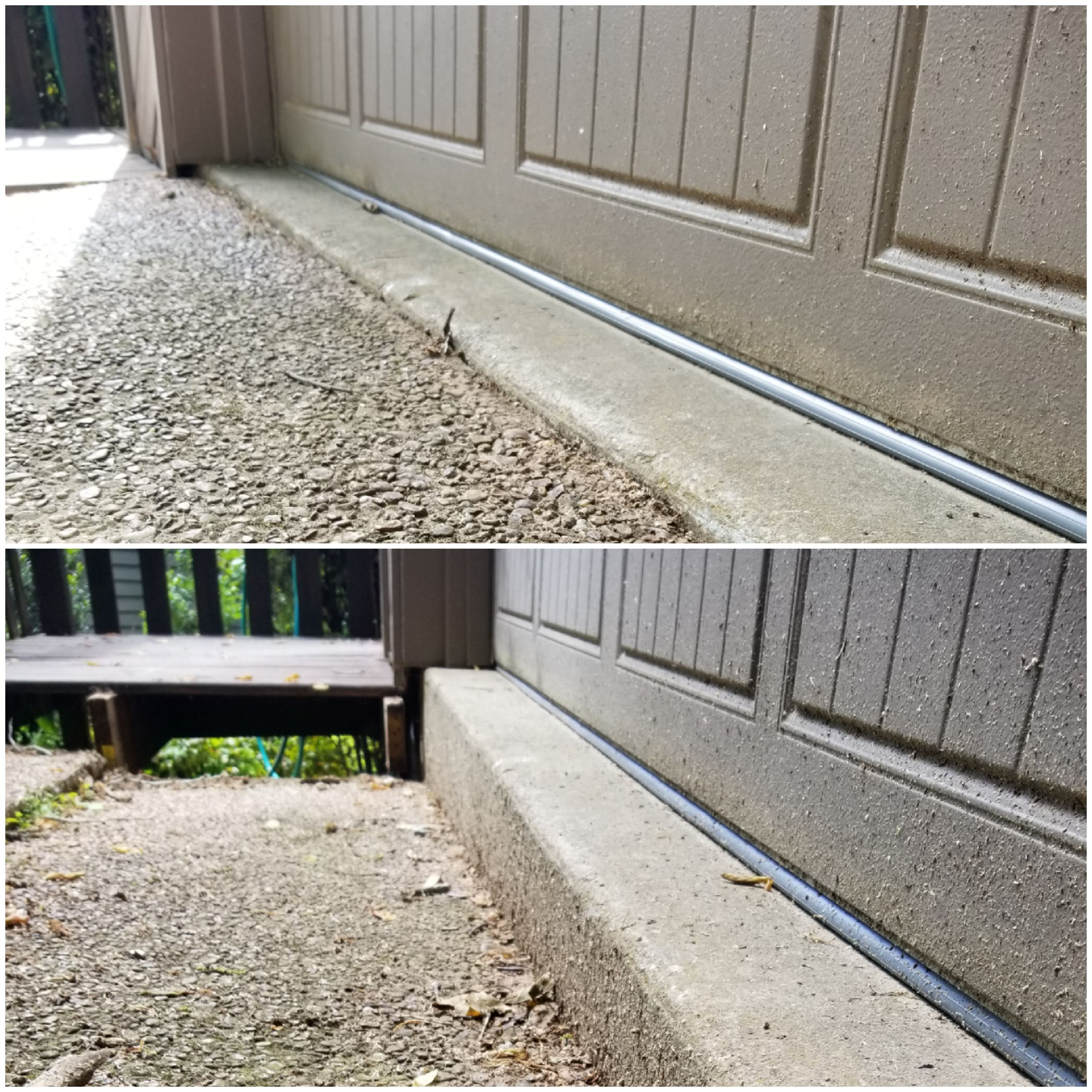 Before and after driveway leveling with polyurethane foam injection