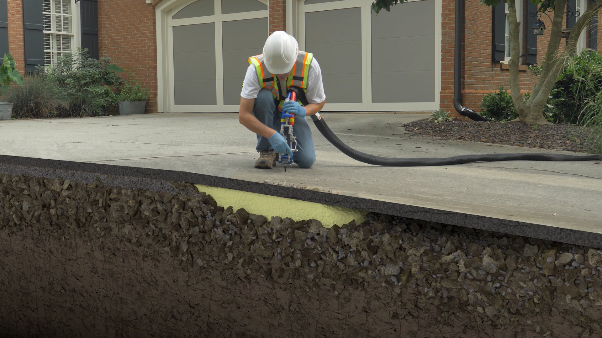 Concrete slab lifting for patio and outdoor spaces